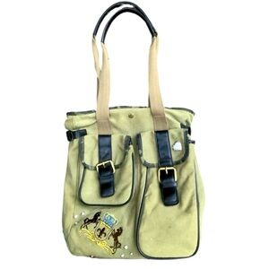 Y2K Vintage 2000’S Cargo Army Print Green Canvas Medium Tote Shoulder Bag Purse